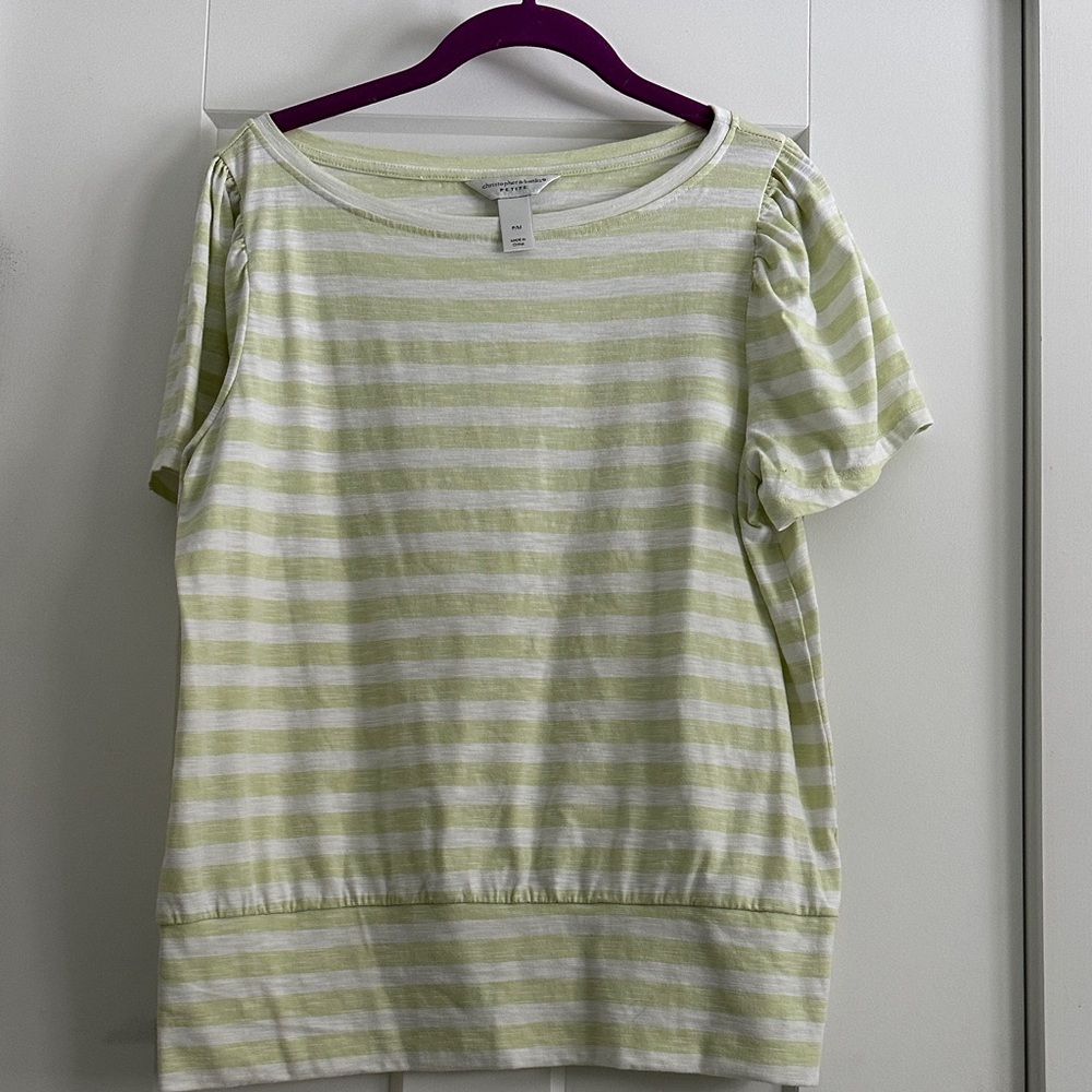 Christopher & Banks Mint Green and White Striped Top
